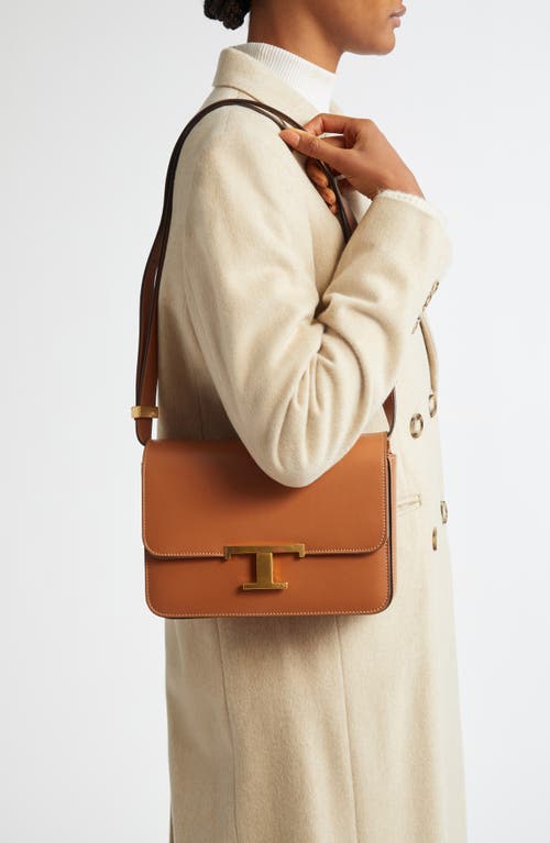 Shop Tod's Mini T-timeless Leather Shoulder Bag In Kenia Scuro