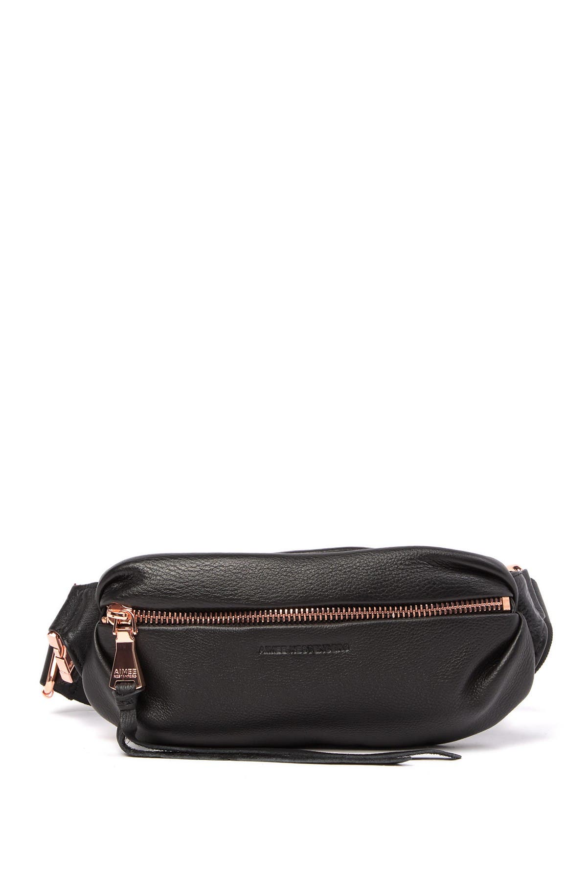 Aimee Kestenberg Milan Leather Belt Bag In Black W/ Rose Gold