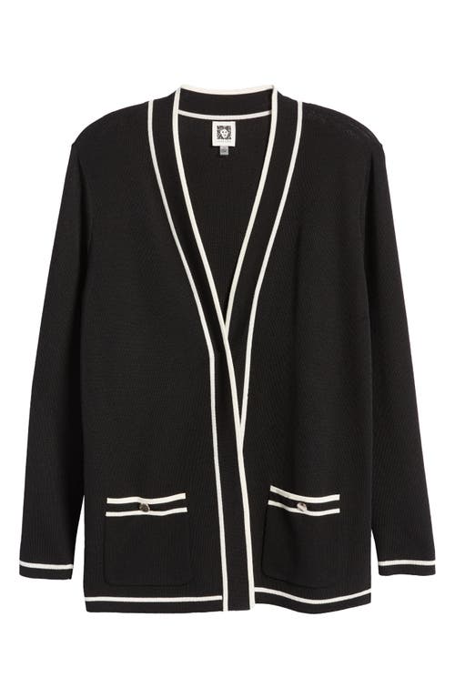 Shop Anne Klein Malibu Tipped Cardigan In Anne Black/anne White