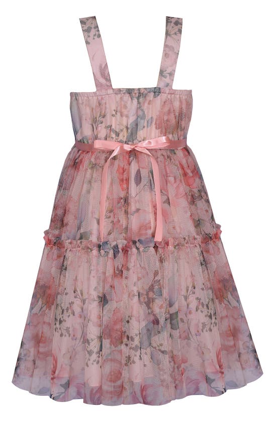 Iris & Ivy Kids' Floral Mesh Party Dress In Blush