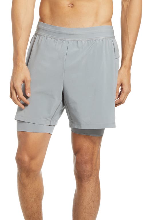 Shop Nike Dry-fit 2-in-1 Pocket Yoga Shorts In Iron Grey/black
