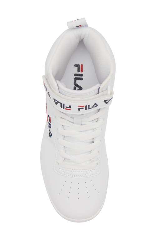 Shop Fila Vulc 13 Repeat Logo High Top Sneaker In White/navy/red