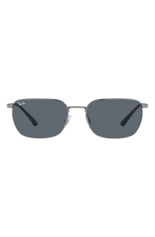 Ray Ban Ray-ban 58mm Rectangular Sunglasses In Metallic