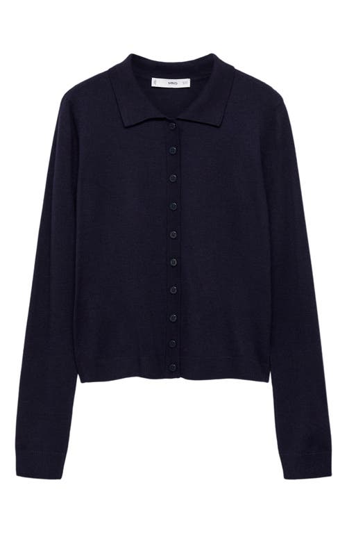 Shop Mango Polo Cardigan In Dark Navy