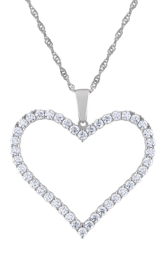 Shop Fzn Moissanite Heart Pendant Necklace In Silver/white