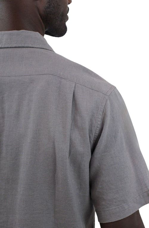 Jachs Suffolk Linen Blend Camp Shirt In Charcoal