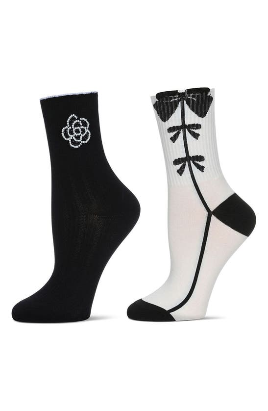 Shop Memoi Assorted 2-pack Crew Socks In Black-nude