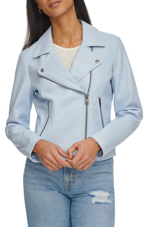 Young Adult Women s Blue Leather Faux Leather Jackets Nordstrom