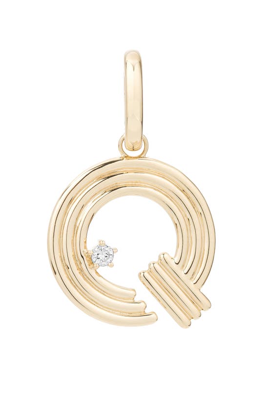 Shop Adina Reyter Groovy Initial Diamond Pendant Charm In Yellow Gold - Q