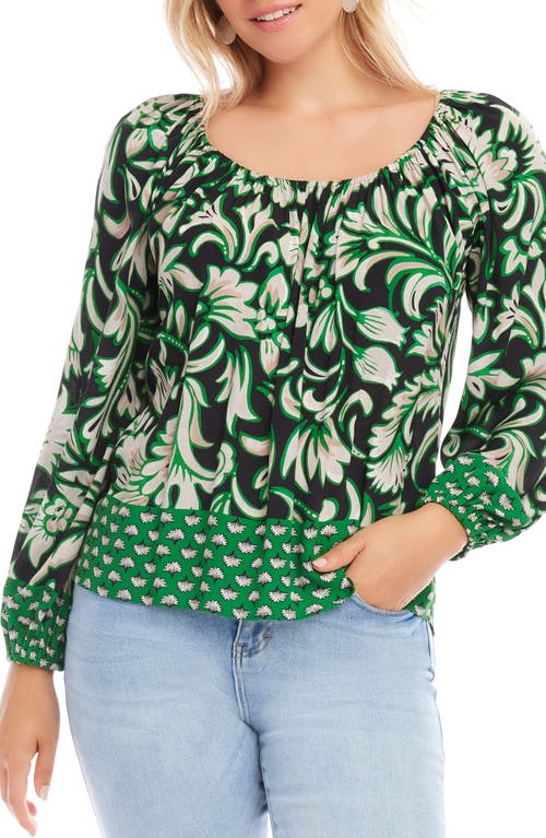 Karen Kane Floral Border Print Woven Top at Nordstrom,