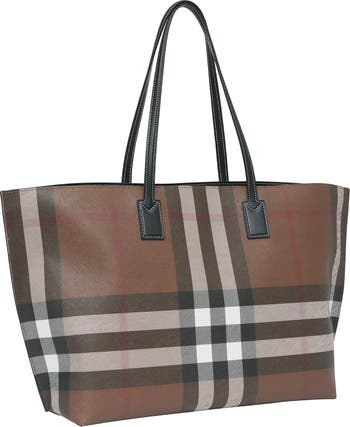 Medium check detail leather tote bag new arrivals