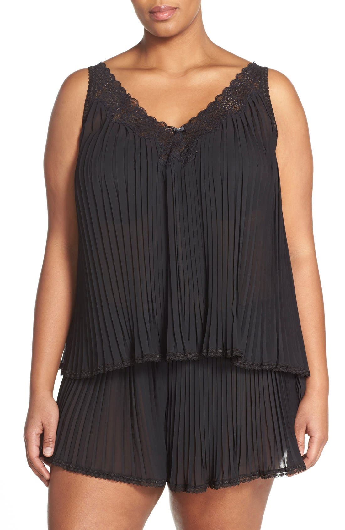 Oscar de la Renta Sleepwear Pleat Camisole & Tap Pant Set (Plus Size