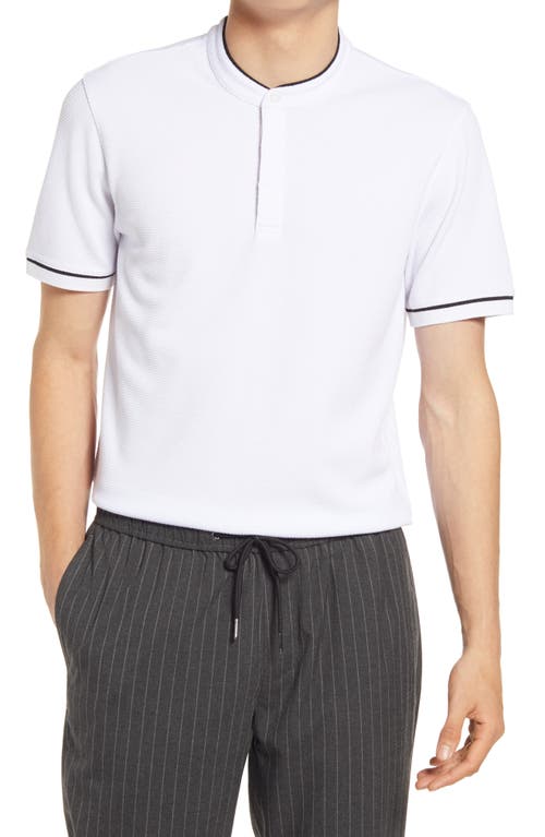 Open Edit Band Collar Polo in White at Nordstrom, Size X-Large