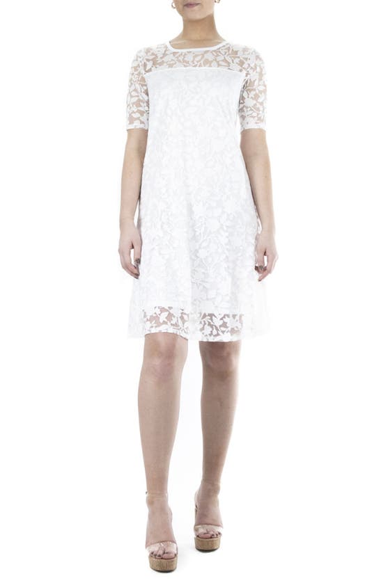 Nina Leonard Burnout Trapeze Dress In White