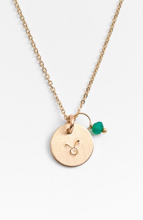 14k-Gold Fill & Semiprecious Birthstone Zodiac Mini Disc Necklace in Taurus
