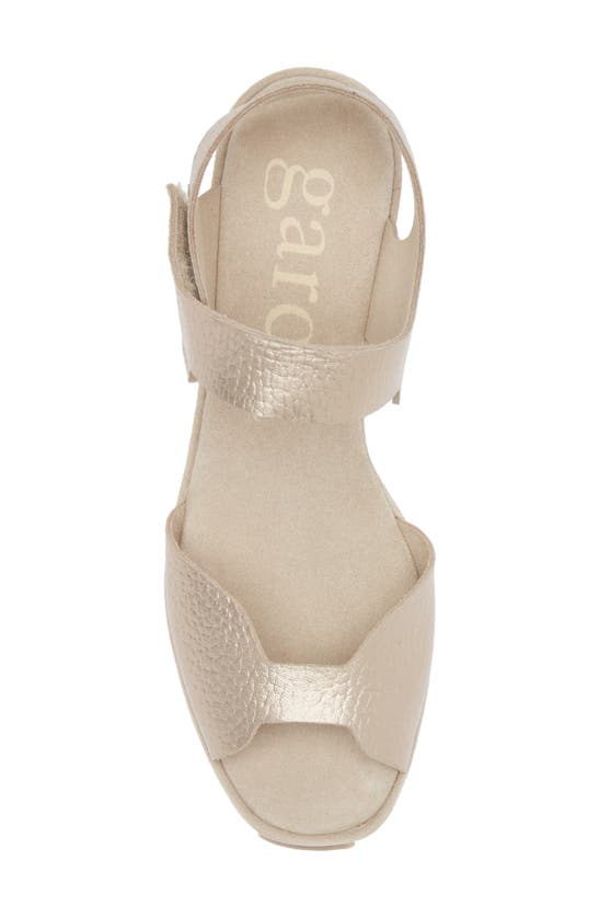 Shop Pedro Garcia Fama Platform Wedge Sandal In White Gold Cervo Lame