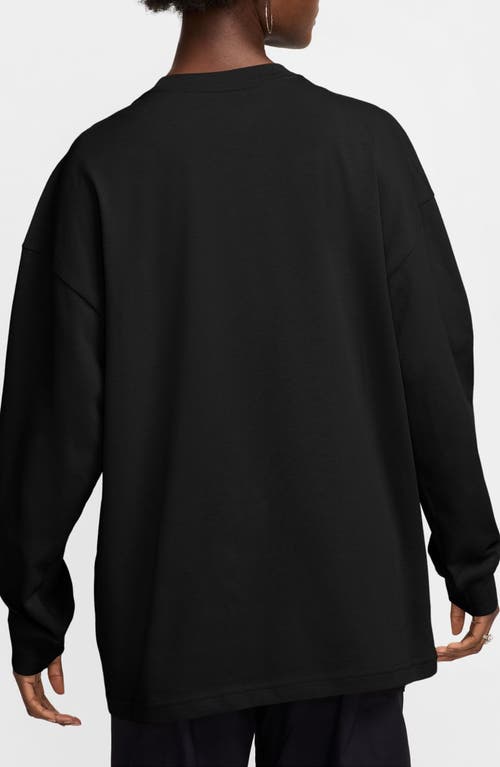 Shop Nike Sportswear Essential Oversize Long Sleeve Cotton T-shirt In Black