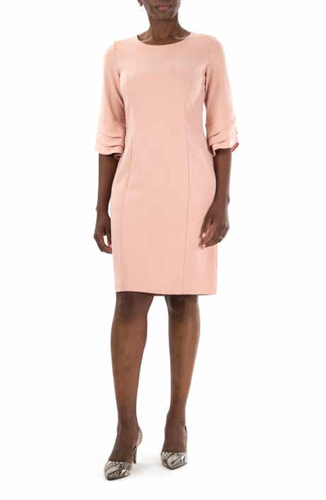 Nina Leonard 3/4 Sleeve Jewel Neck Fitted Dress