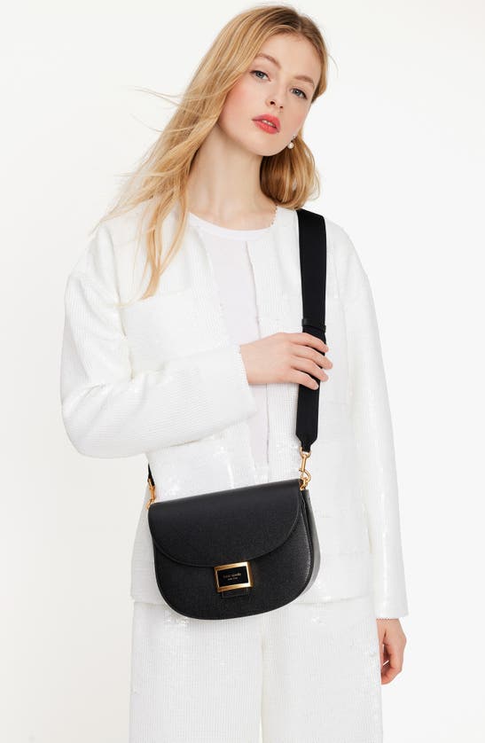 Shop Kate Spade Katy Textured Leather Convertible Shoulder Bag In Black
