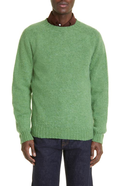 Drake's Brushed Lambswool Crewneck Sweater Green at Nordstrom,