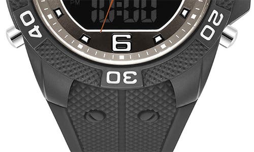 Shop Kenneth Cole Reaction Analog & Digital Display Silicone Strap Watch, 50mm In Black/grey