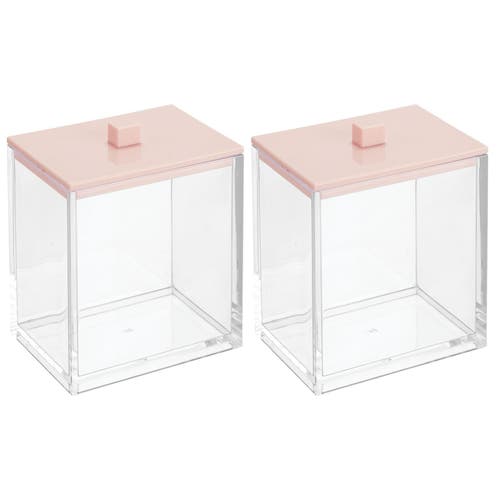 mDesign Plastic Rectangle Apothecary Storage Canister, 2 Pack in Clear/light Pink at Nordstrom