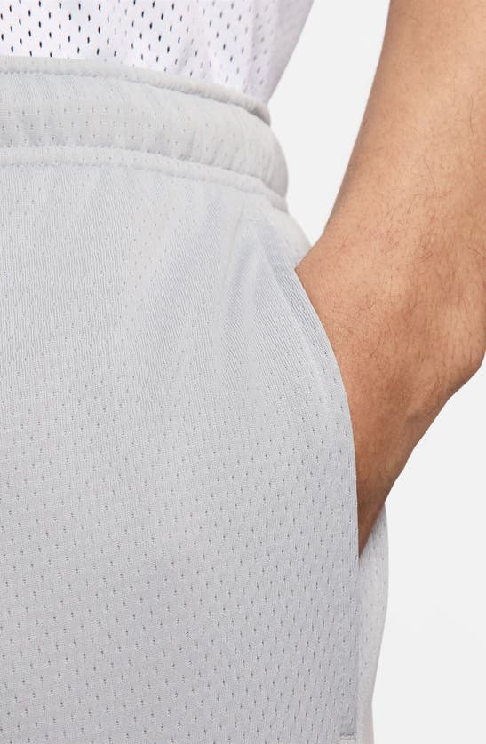 Shop Nike Club Flow Mesh Athletic Shorts In Light Smoke Grey/ White