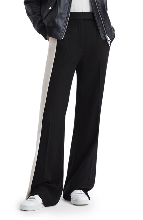 Reiss Saffron Colorblock High Waist Wide Leg Pants Black at Nordstrom,