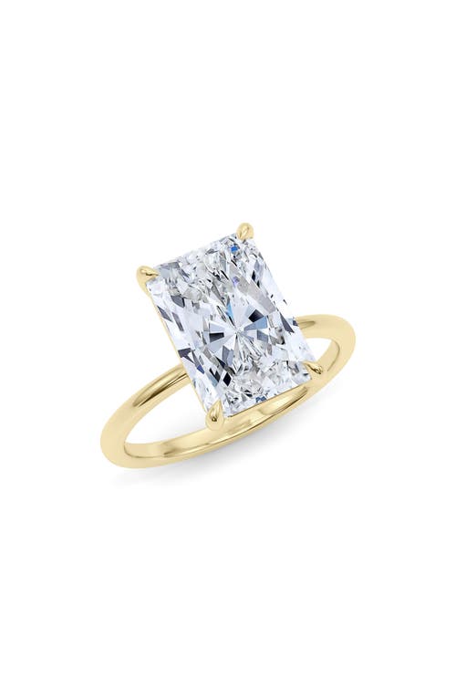 Hautecarat Radiant Cut Lab Created Diamond Ring In 2.50 Ctw 18k Yellow Gold