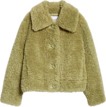 H&M Patterned Faux Shearling Fleece Jacket Teddy Top New 