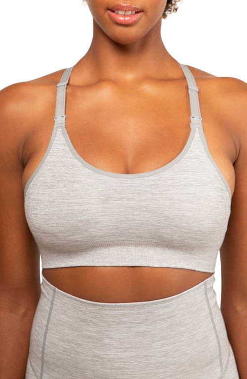 Seamless Maternity/Nursing Racerback Yoga Bra in Graphite Melange