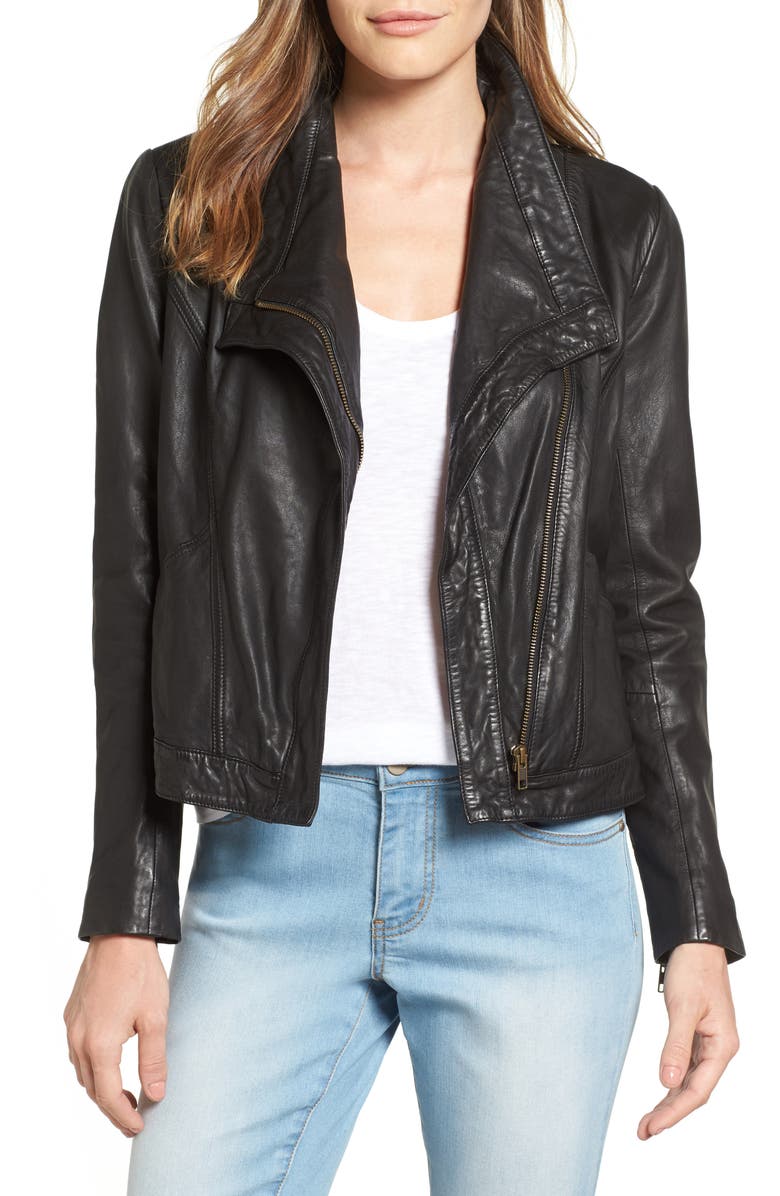 Caslon® Leather Jacket (Regular & Petite) | Nordstrom