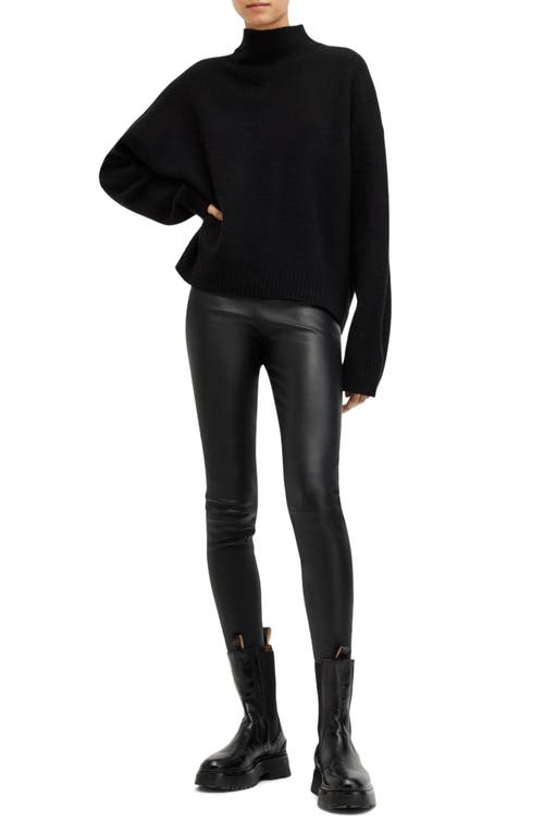Shop Allsaints Asha Oversize Mock Neck Sweater In Black