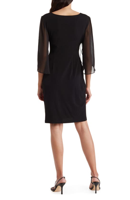 CONNECTED APPAREL CHIFFON CAPE SLEEVE DRESS