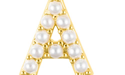 Adornia Faux Pearl Initial Charm Beaded Bracelet In Gold White-a