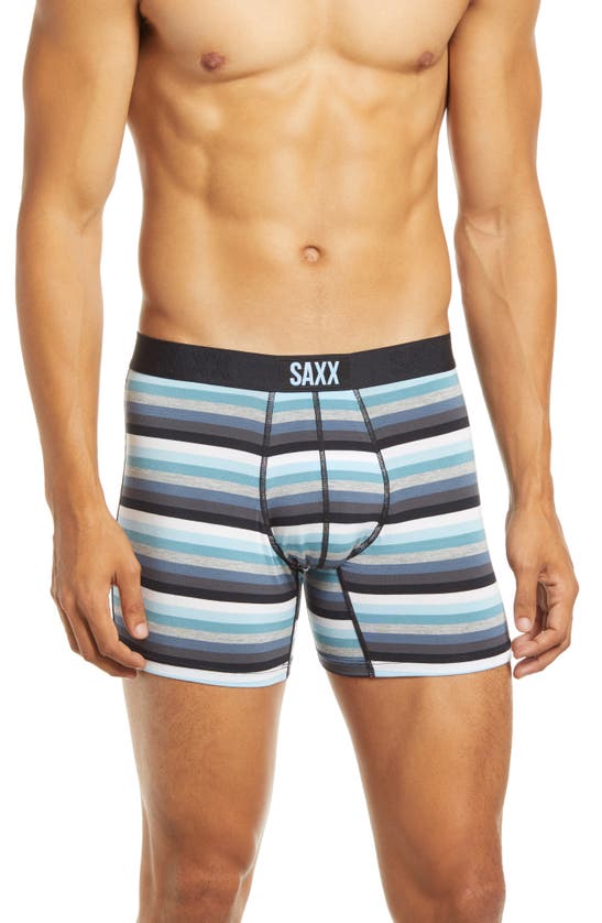 Saxx Vibe Super Soft Slim Fit Boxer Briefs In Grey Pop Stripe