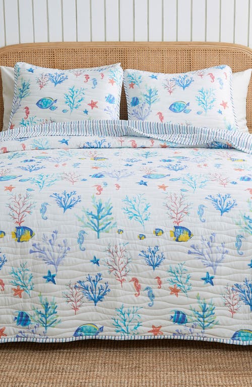 Woven & Weft Vibrant Sealife Quilt & Sham Set In Colorful Seascape