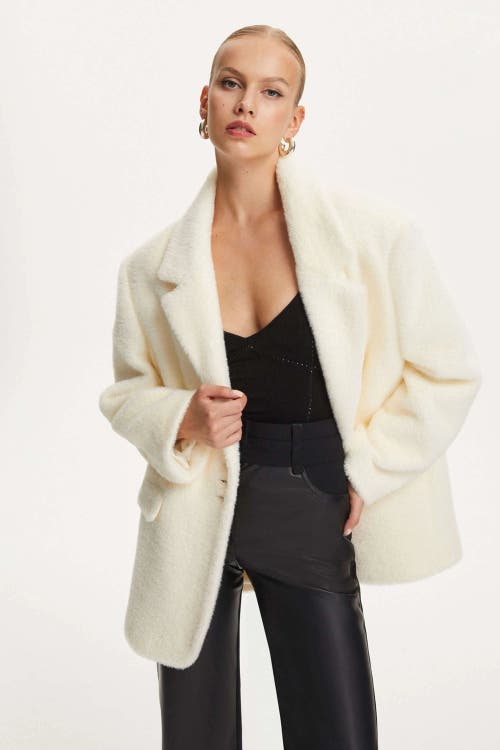 NOCTURNE NOCTURNE FAUX FUR DOUBLE-BREASTED JACKET