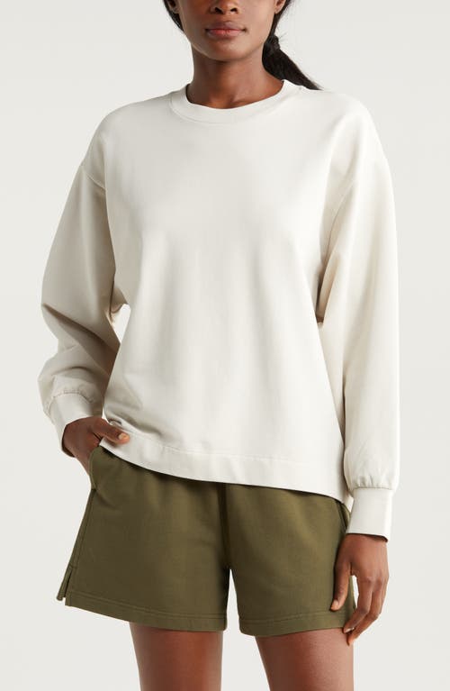 Shop Zella Swoop Crewneck Sweatshirt In Grey Moonbeam