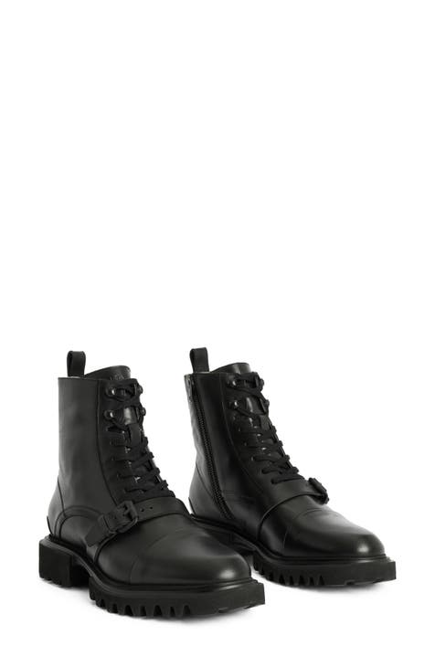 Christian Louboutin Men's Our Fight Zip Leather Combat Boots Black