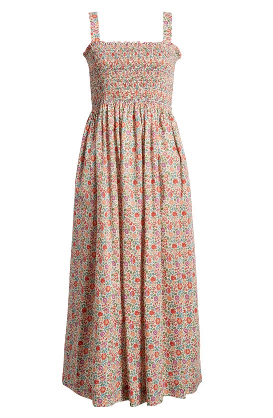 Shop Liberty London Voyage Floral Smocked Maxi Sundress In Red