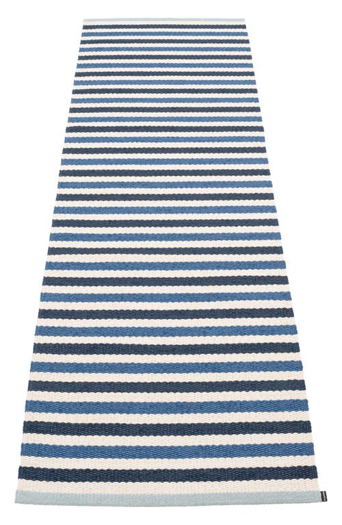 Pappelina Teo Stripe Woven Indoor/outdoor Rug In Blue