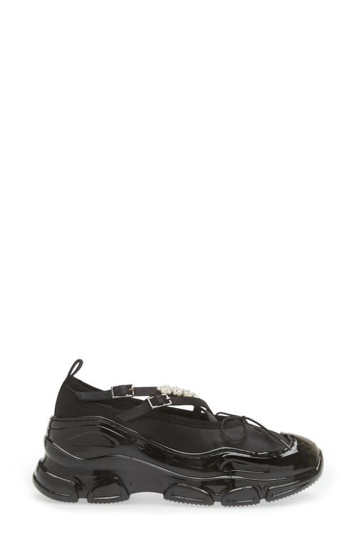 Shop Simone Rocha Classic Crisscross Strap Tracker Sneaker In Black/clear/pearl