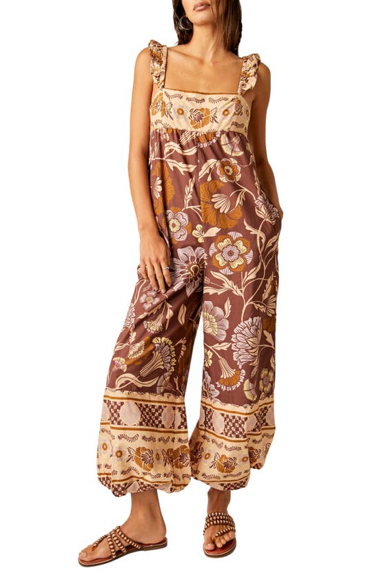 Free People Bali Albright Jumpsuit In Coffee Combo In Coffee Combo
