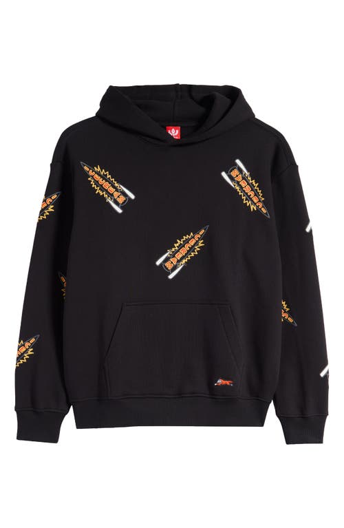 Shop Icecream Rockets Embroidered Hoodie In Black