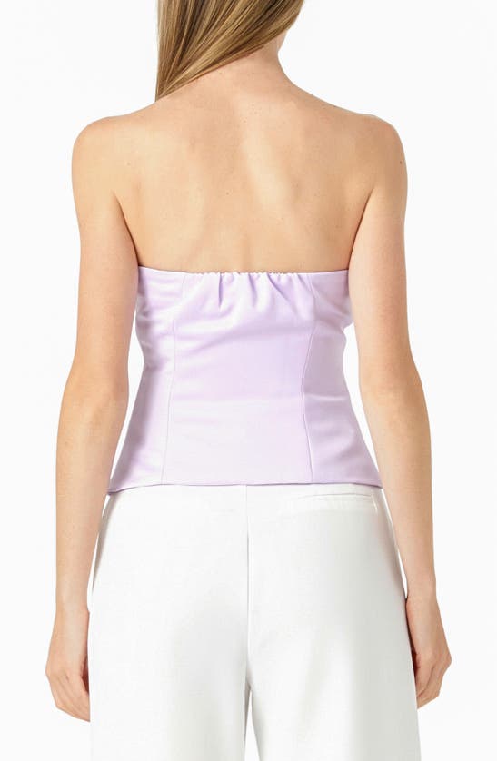 Shop Endless Rose Strapless Button-up Top In Lilac