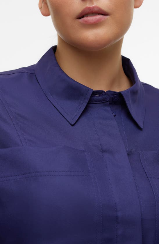 Shop Vero Moda Curve Sikka Utility Button-up Shirt In Astral Aura