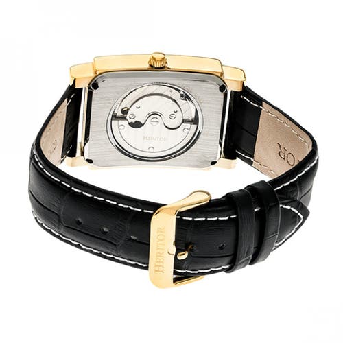 Heritor Automatic Frederick Leather-band Watch In Gold/black
