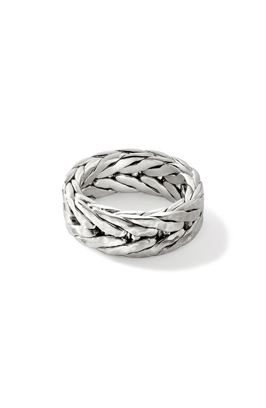 Shop John Hardy Hammered Chain Ring In Silver