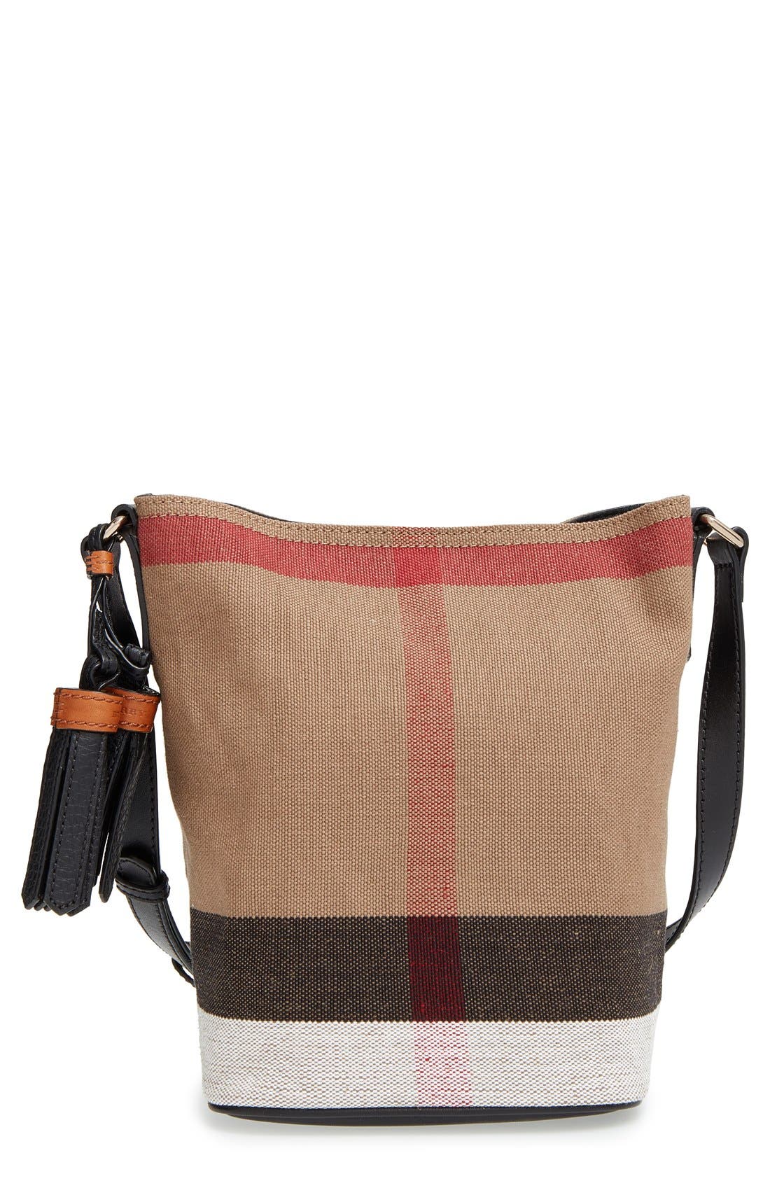 burberry susanna checked canvas hobo bag